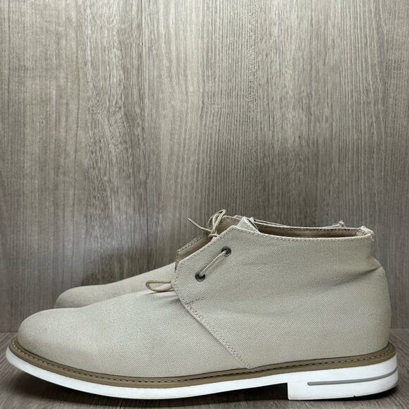 J.D. Fisk Boots Mens Size 10 Henri Desert Lace-Up Ankle Canvas Beige - Picture 3 of 12